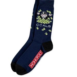 Monopoly Cash Goals Crew Socks Blue